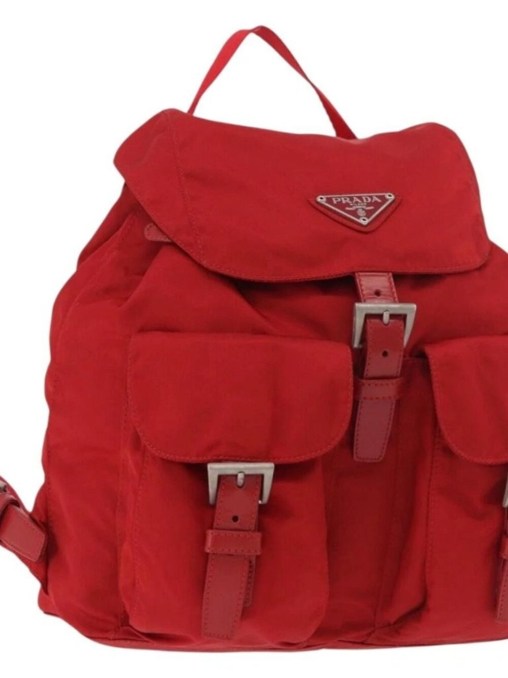 PRADA Backpack Nylon Red Silver Auth